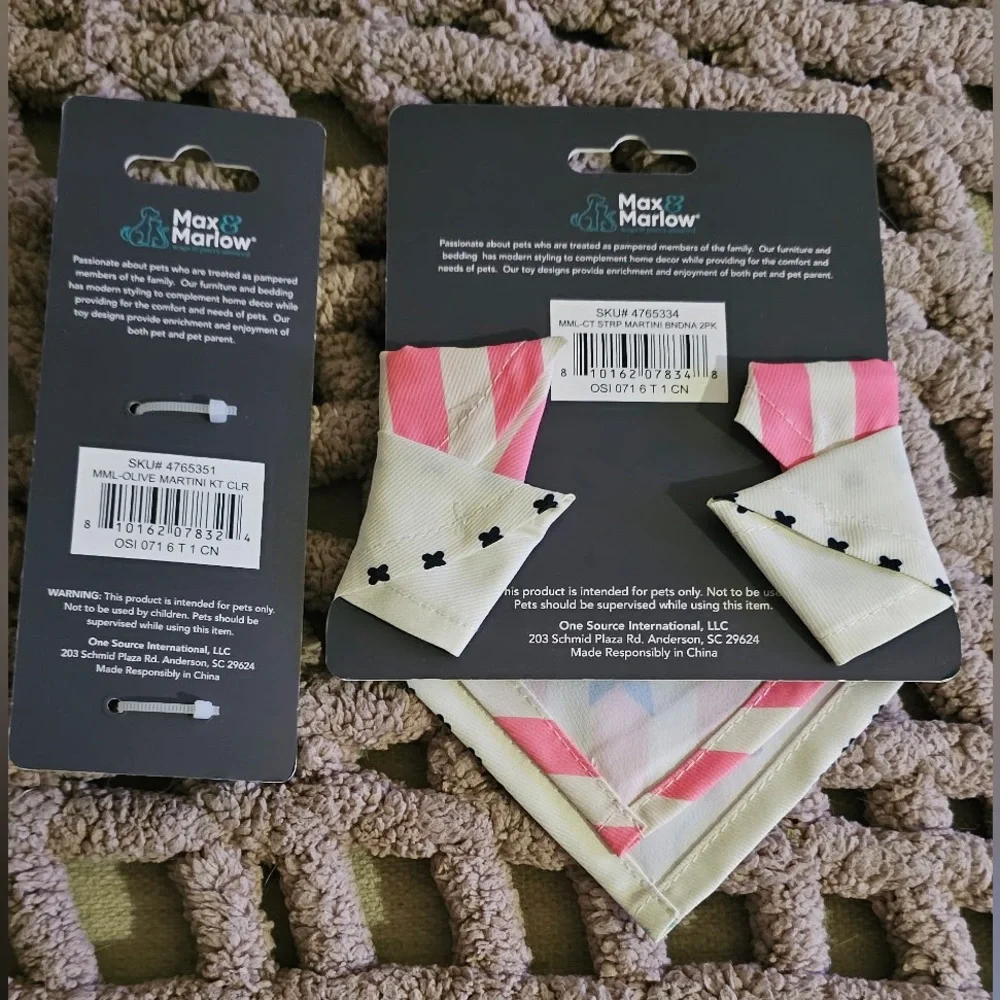 Max & Marlow Olive Martini Kitten Collar & 2pc Bandana Set